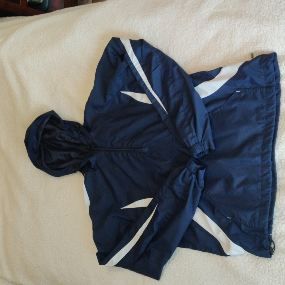 Navy Blue Quarter-Zip Color block Raglan Jacket